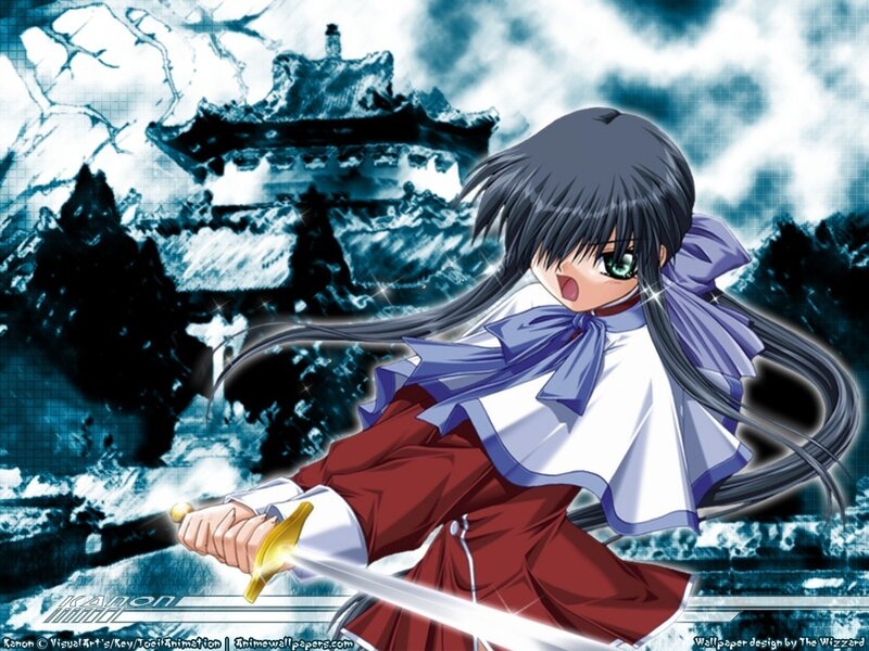 Anime Girl with Sword — Blue, Dramatic, Castle, Clouds