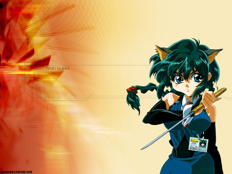 Anime Girl with Sword — Blue, Dramatic, Cat Ears, School Uniform