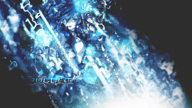 Anime Girl with Sword — Blue, Dramatic, Digital Art, Gun