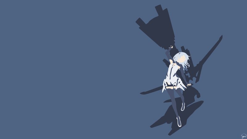 Anime Girl with Sword — Blue, Dramatic, Digital Art, Shadow