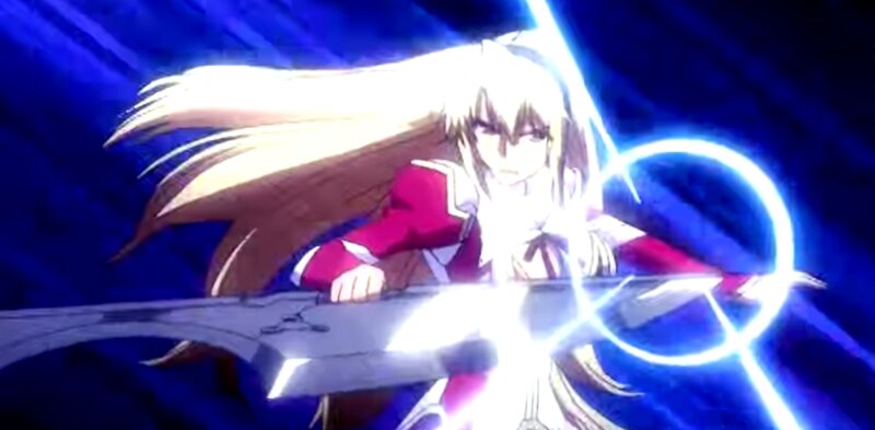 Anime Girl with Sword — Blue, Dramatic, Light Effect