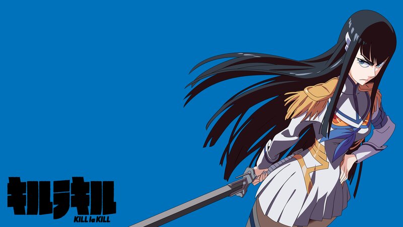 Anime Girl with Sword — Blue, Dramatic, Long Hair, Military Uniform