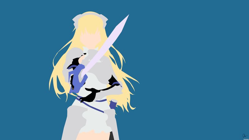 Anime Girl with Sword — Blue, Dramatic, Minimalist