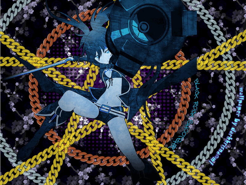 Anime Girl with Sword — Blue, Dramatic, Night, Digital Art, Chains, Flowers