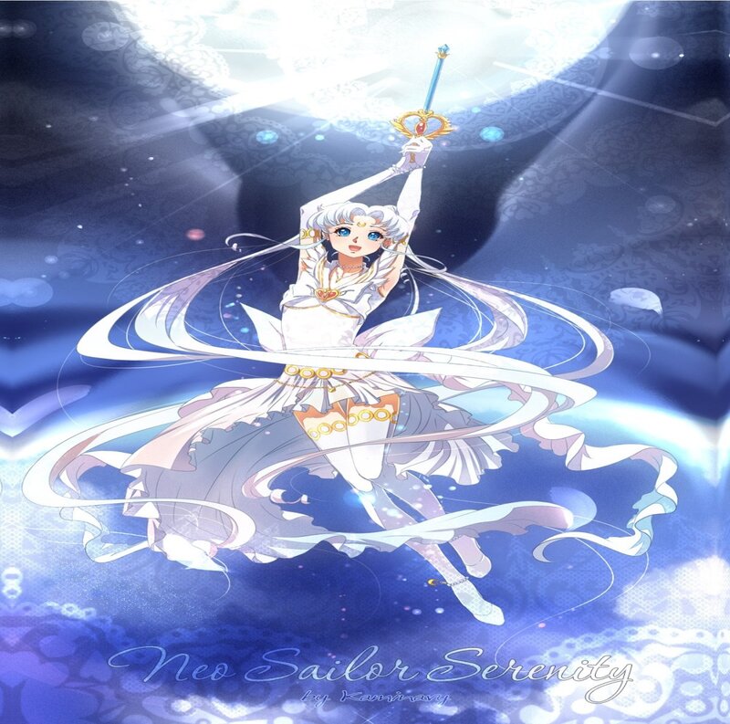 Anime Girl with Sword — Blue, Dramatic, Night, Digital Art, Dress