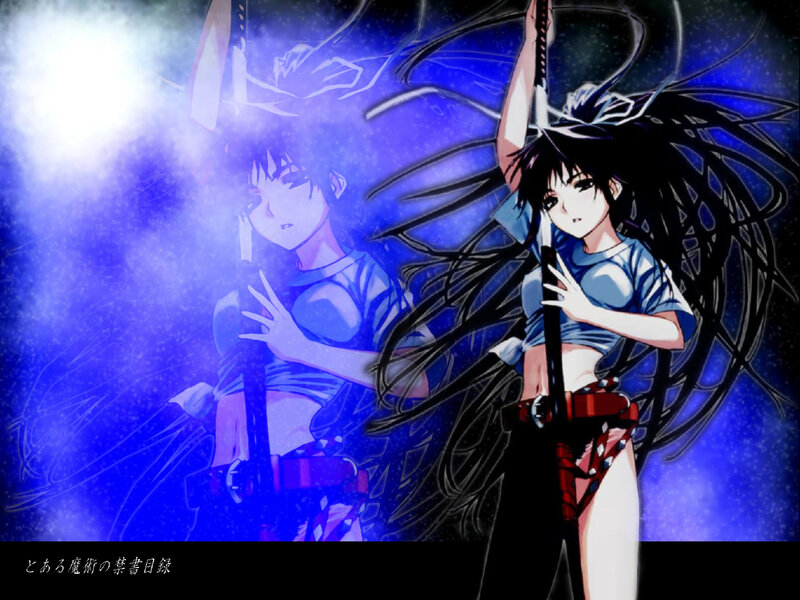 Anime Girl with Sword — Blue, Dramatic, Night, Manga, Long Hair