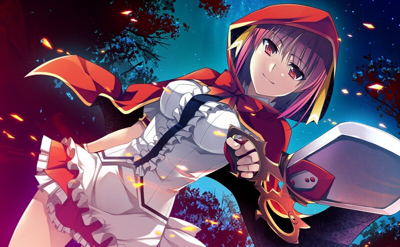 Anime Girl with Sword — Blue, Dramatic, Night, Red Cloak