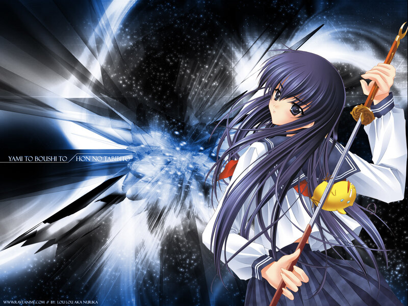 Anime Girl with Sword — Blue, Dramatic, Night, School Uniform