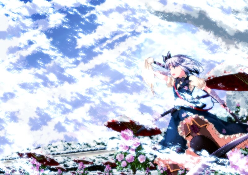Anime Girl with Sword — Blue, Dramatic, Spring