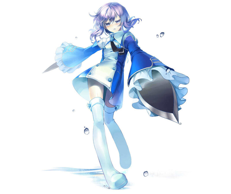 Anime Girl with Sword — Blue, Dynamic, Digital Art, Shield