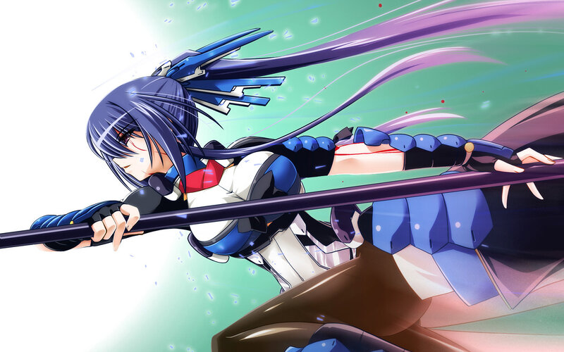 Anime Girl with Sword — Blue, Dynamic, Intense