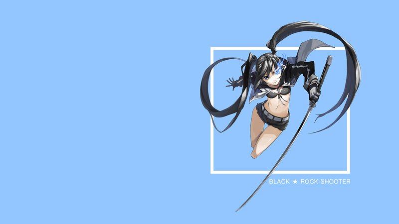 Anime Girl with Sword — Blue, Dynamic, Long Hair, Skirt