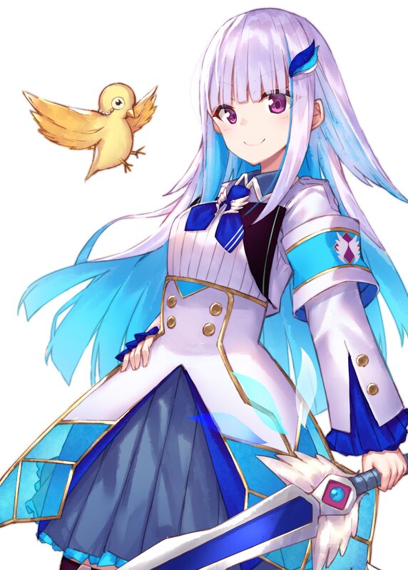 Anime Girl with Sword — Blue, Peaceful