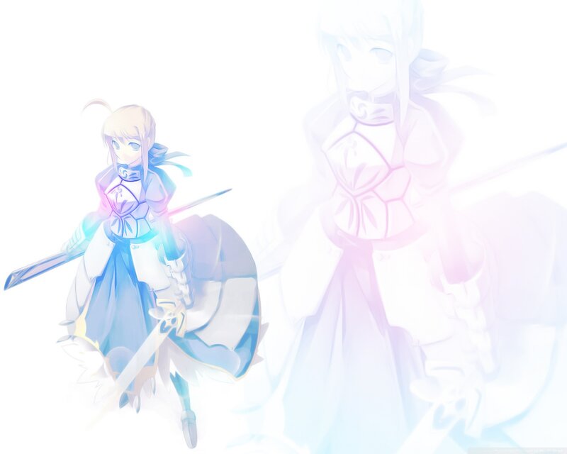 Anime Girl with Sword — Blue, Serene, Shield