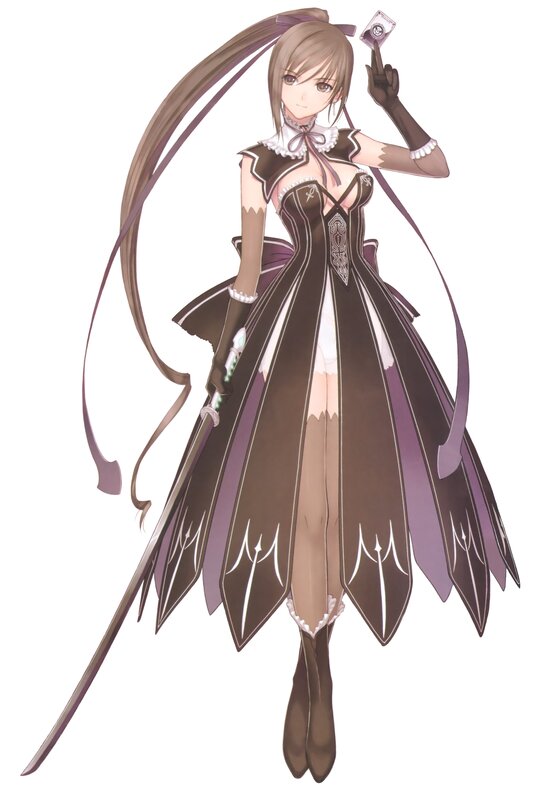 Anime Girl with Sword — Brown, Calm, Digital Art, Card