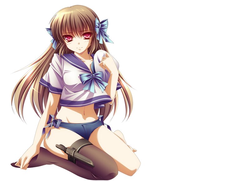 Anime Girl with Sword — Brown, Calm, Sailor Uniform