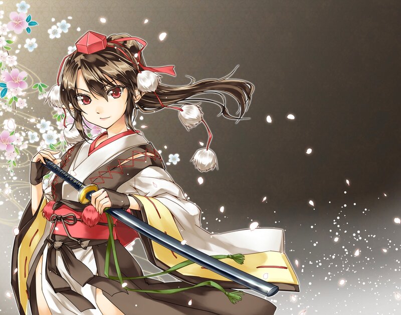 Anime Girl with Sword — Brown, Calm, Spring