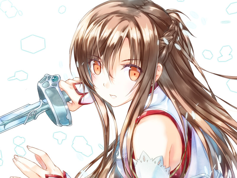 Anime Girl with Sword — Brown, Determined