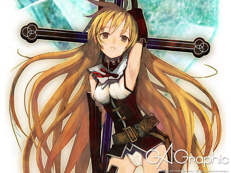 Anime Girl with Sword — Brown, Dramatic, Long Hair, White Shirt