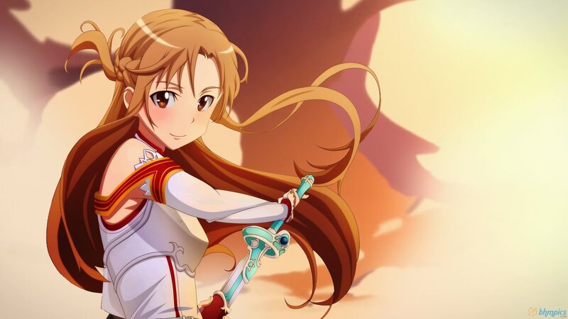 Anime Girl with Sword — Brown, Dramatic, Sunset, Long Hair
