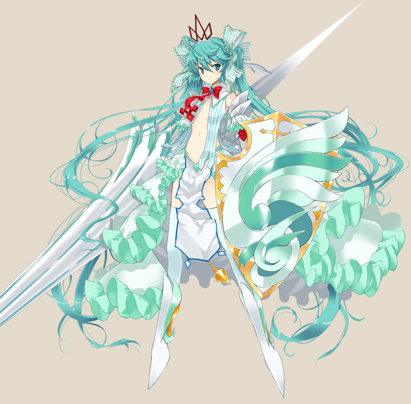 Anime Girl with Sword — Cyan