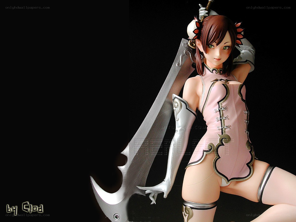 anime girl with sword figure
