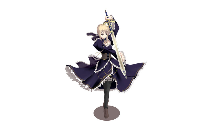 anime girl with sword figure