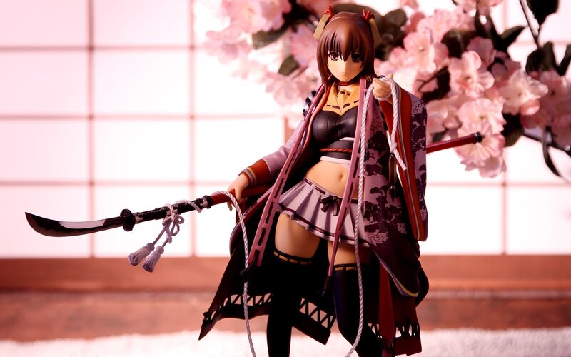 anime girl with sword figurine