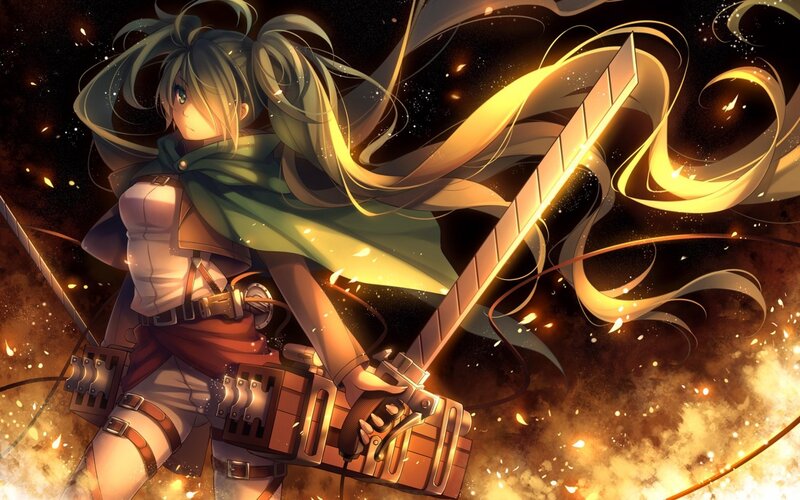Anime Girl with Sword — Gold