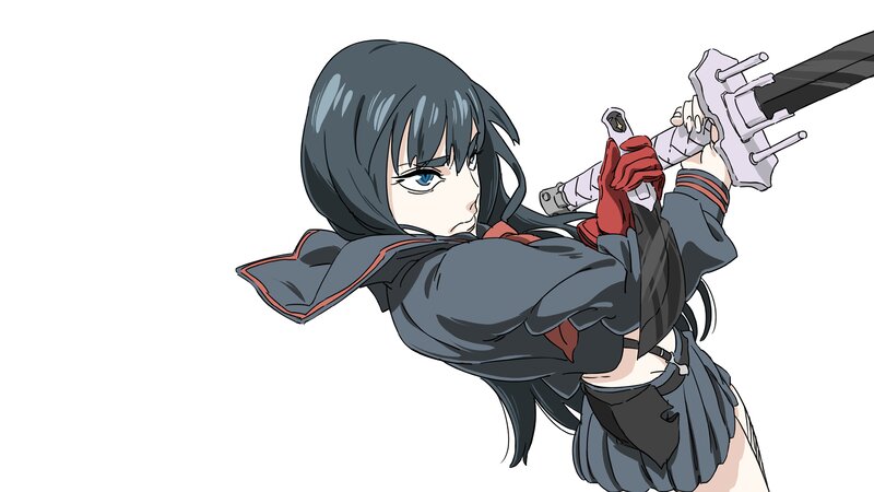 Anime Girl with Sword — Gray, Determined