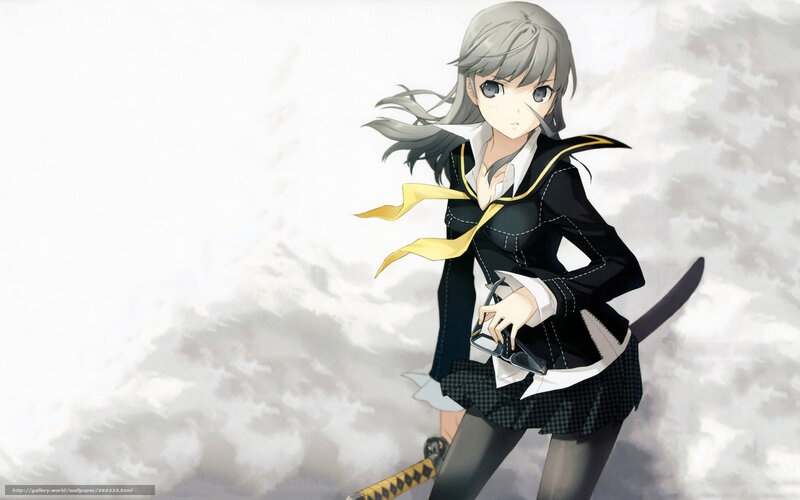 Anime Girl with Sword — Gray, Dramatic, Glasses, School Uniform