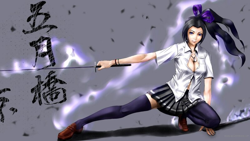 Anime Girl with Sword — Gray, Dramatic, School Uniform