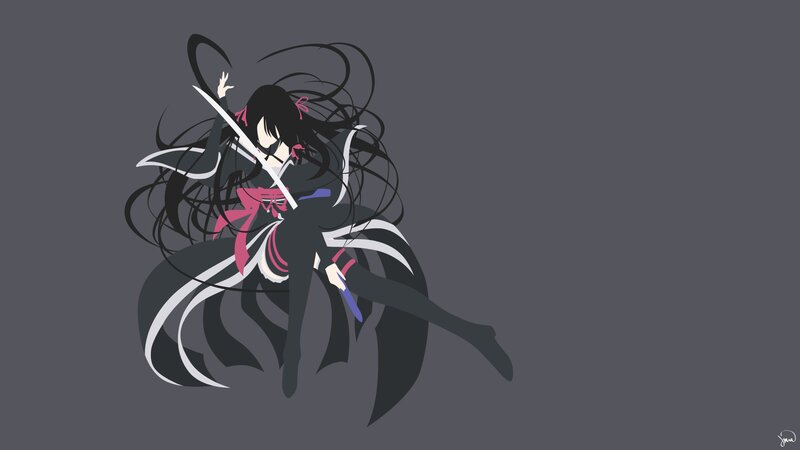 Anime Girl with Sword — Gray, Dynamic, Digital Art
