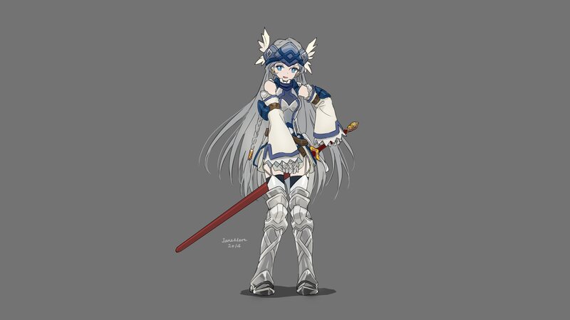 Anime Girl with Sword — Gray, Neutral