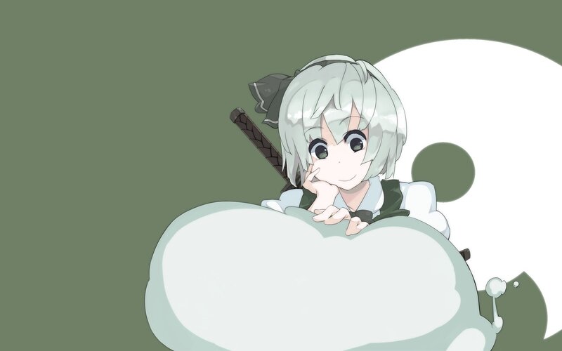 Anime Girl with Sword — Green, Calm, Cloud