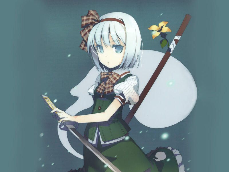 Anime Girl with Sword — Green, Calm, Night