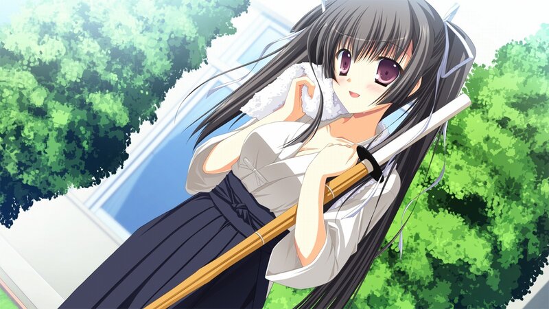Anime Girl with Sword — Green, Calm