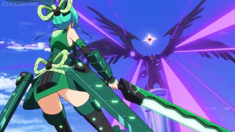 Anime Girl with Sword — Green, Dramatic, Afternoon, Wings