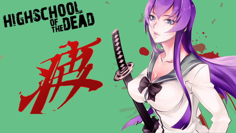 Anime Girl with Sword — Green, Dramatic, Blood Splatter