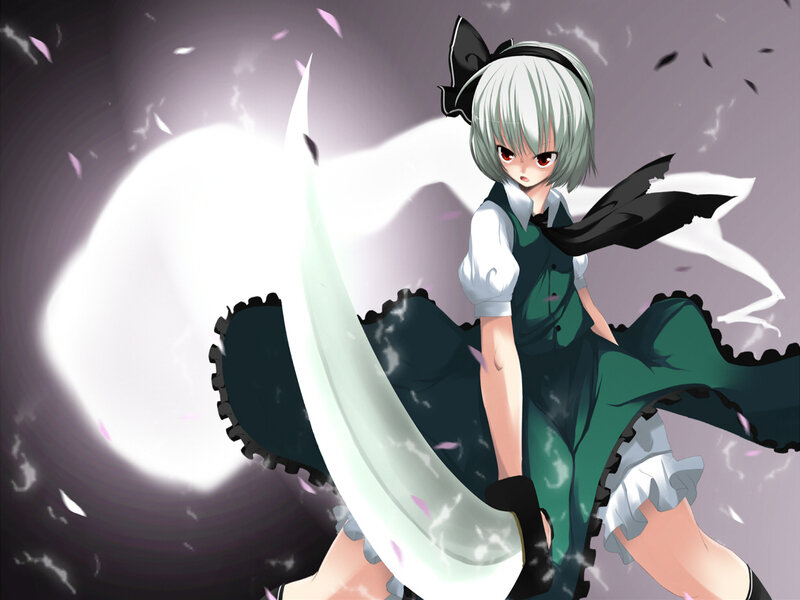 Anime Girl with Sword — Green, Dramatic, Cat Ears