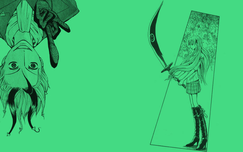 Anime Girl with Sword — Green, Dramatic, Manga, Long Hair