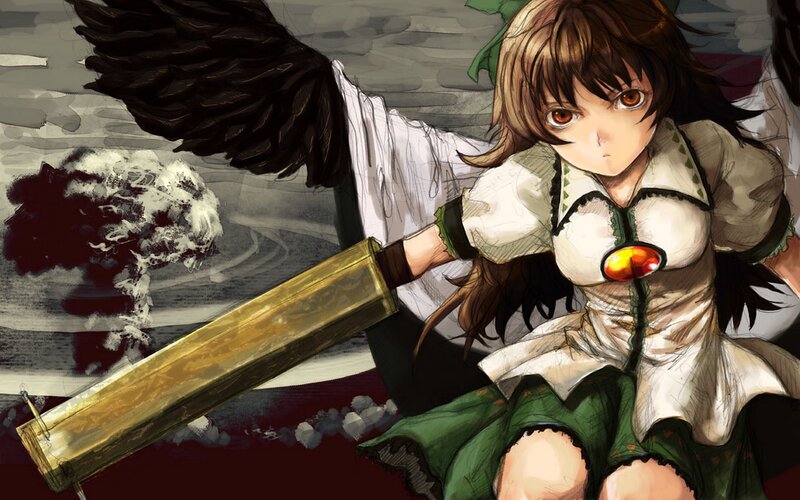Anime Girl with Sword — Green, Dramatic, Manga, Wings