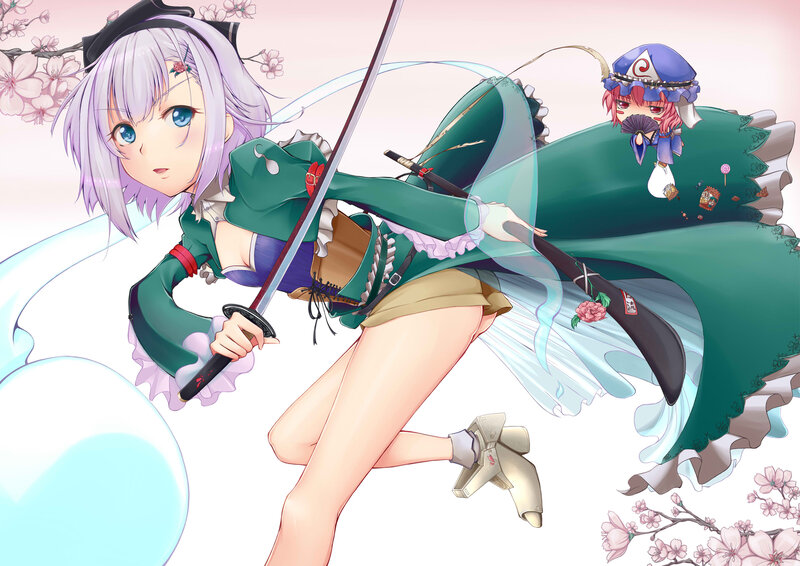 Anime Girl with Sword — Green, Dynamic, Spring