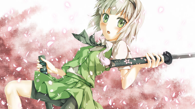 Anime Girl with Sword — Green, Dynamic