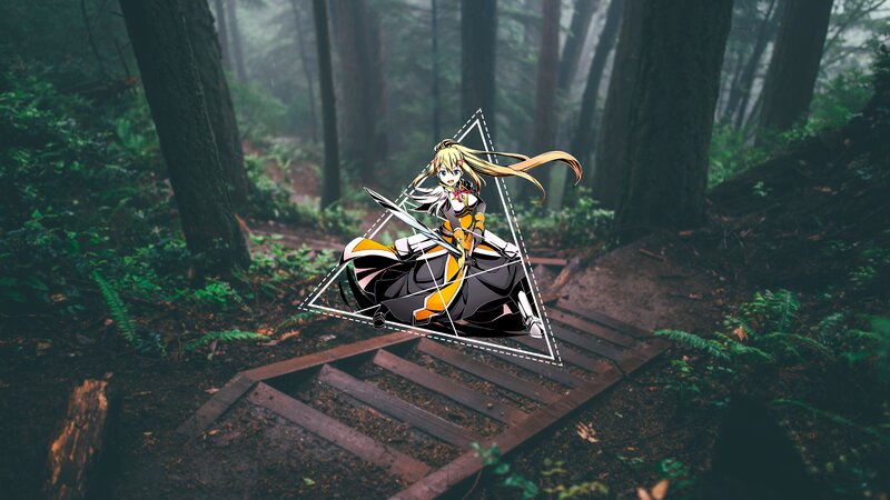 Anime Girl with Sword — Green, Mysterious