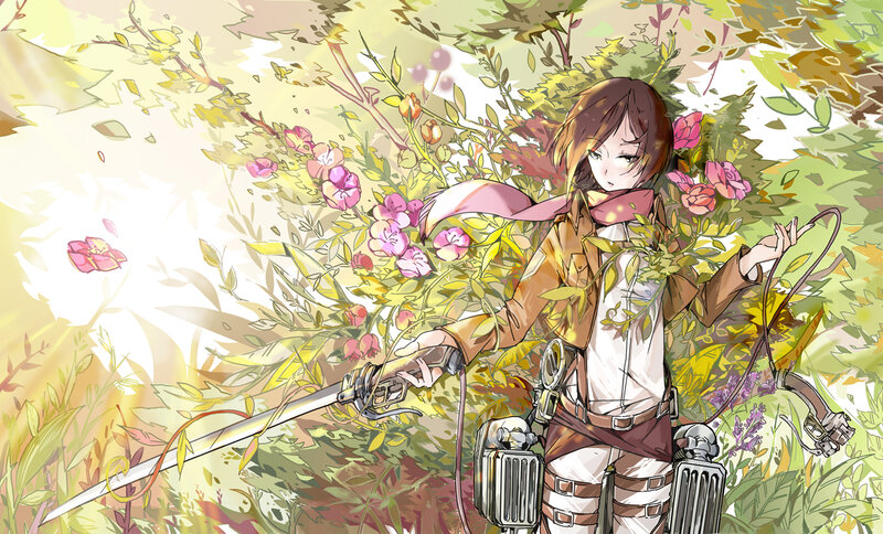 Anime Girl with Sword — Green, Serene, Spring