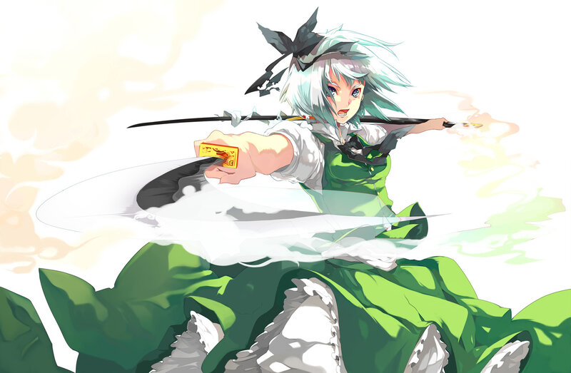 Anime Girl with Sword — Green