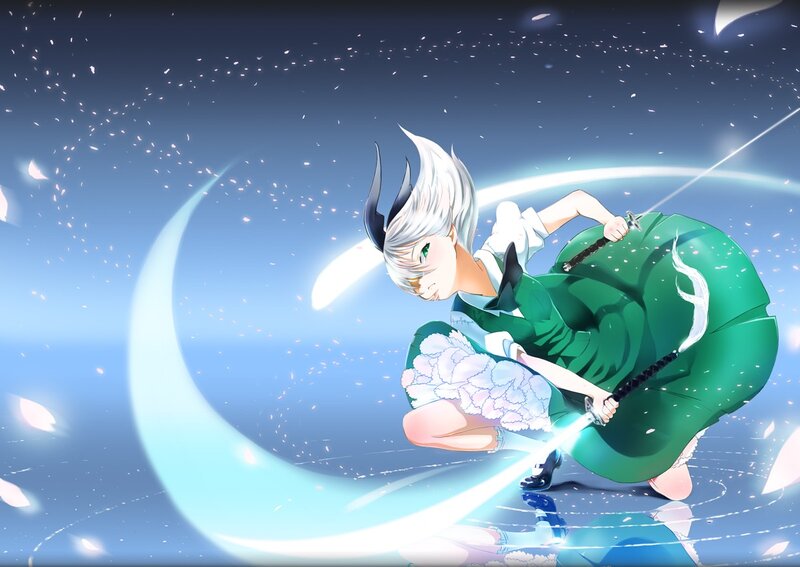 Anime girl with sword in action
