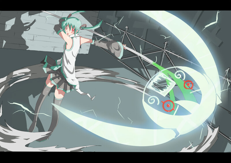 anime girl with sword in action