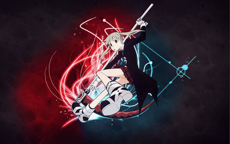 anime girl with sword in action